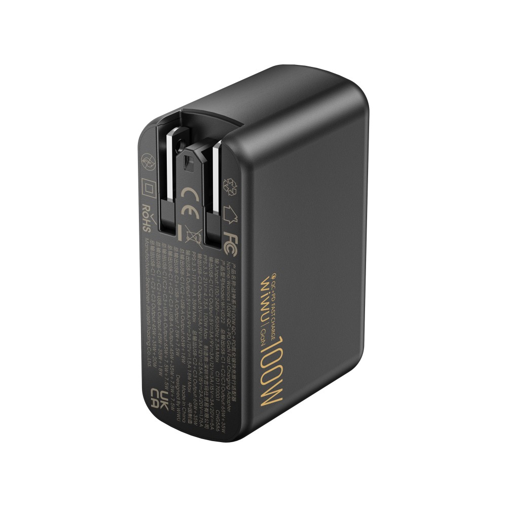 WiWU WARRIOR QC+PD GaN Fast Charger U022 1A+3C 100W